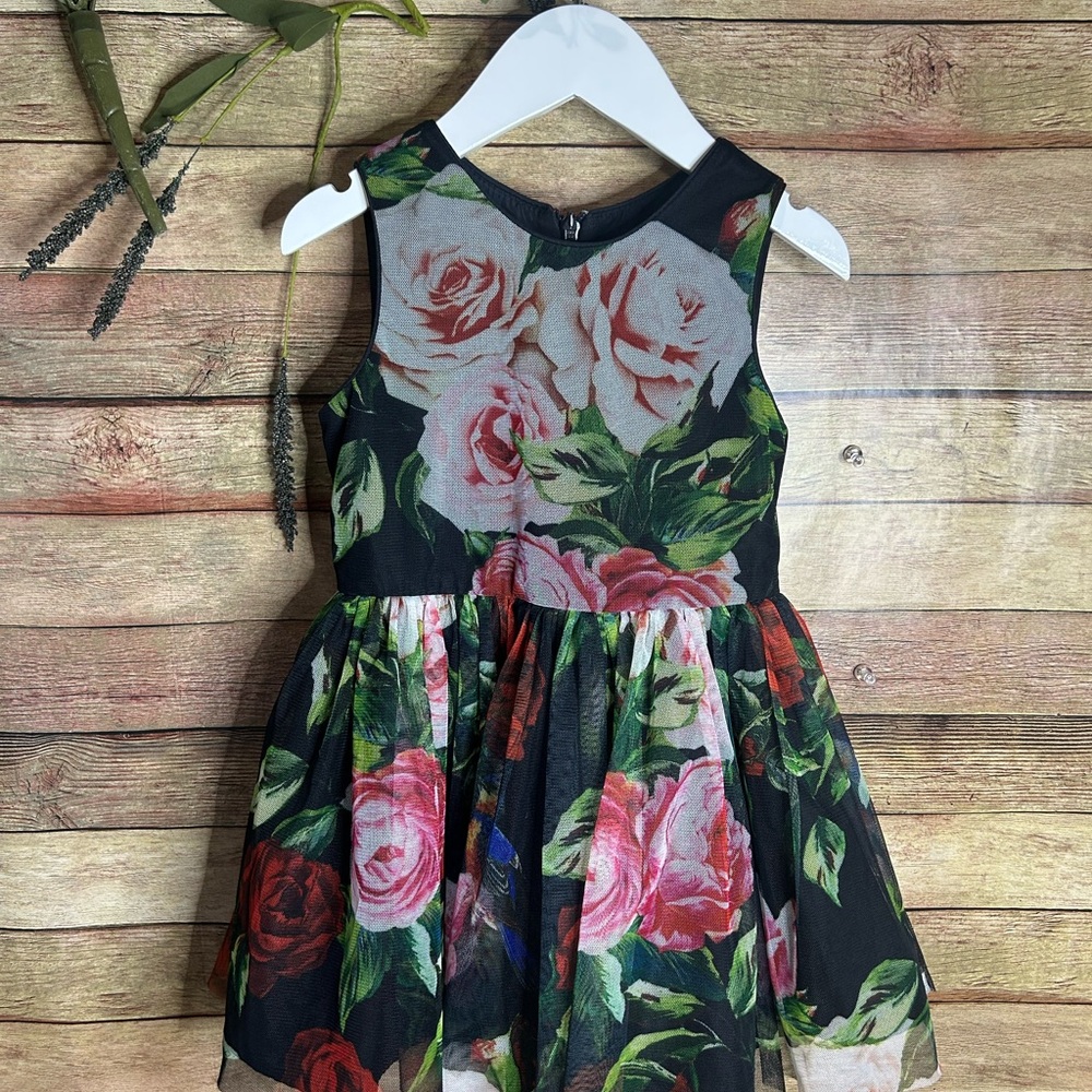 Pippa & Julie Black Floral Dress Girls Size 2T